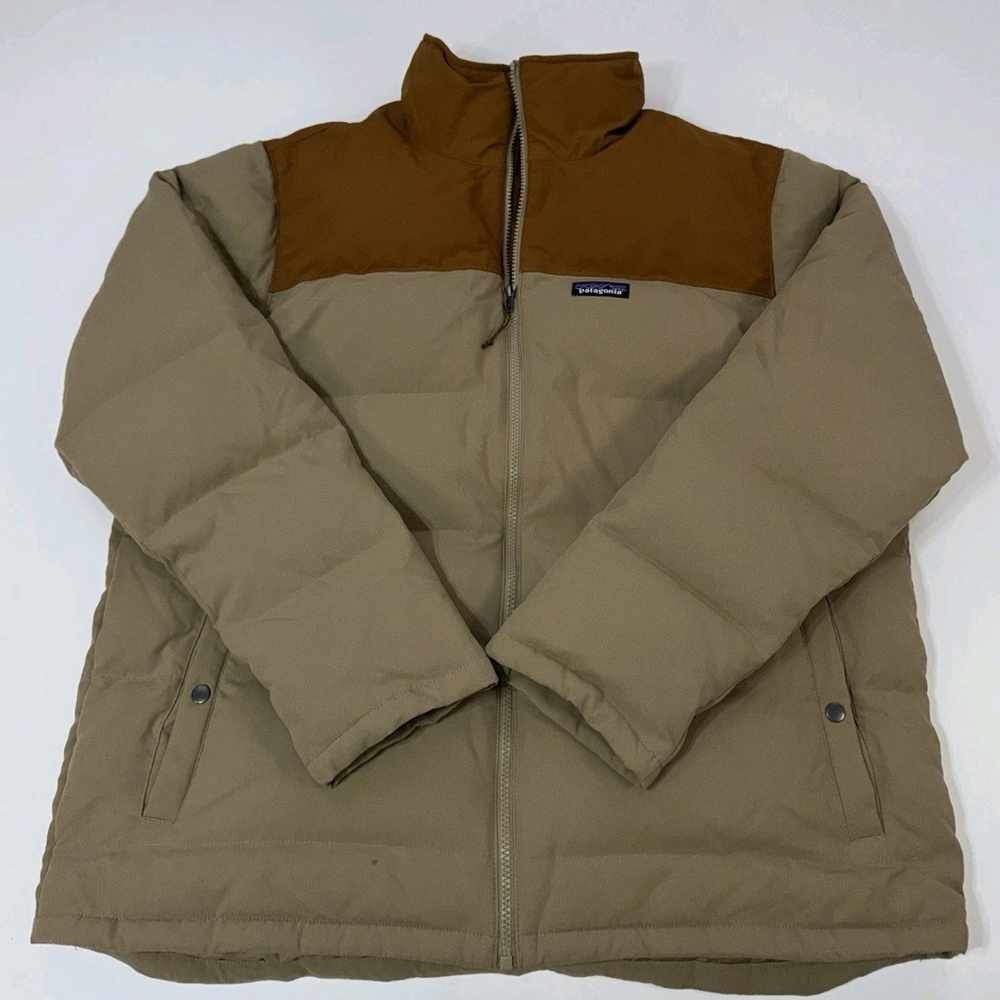 Patagonia Bivy Duck Down Zip Insulated Puffer Jacket 28322 Beige / Brown Mens XL